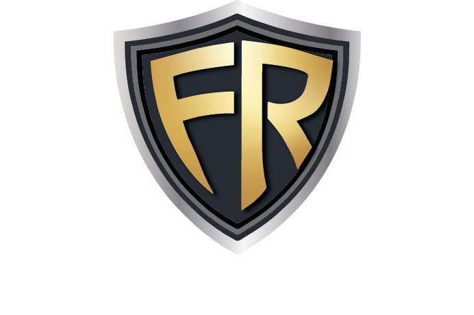 "FR" monogram on a metallic shield with Forbes-Roberts Law  written underneath.